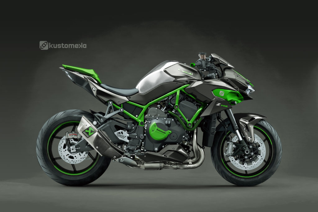 Kawasaki Z H2 - Carbone, Métal Brossé et silencieux Akrapovic